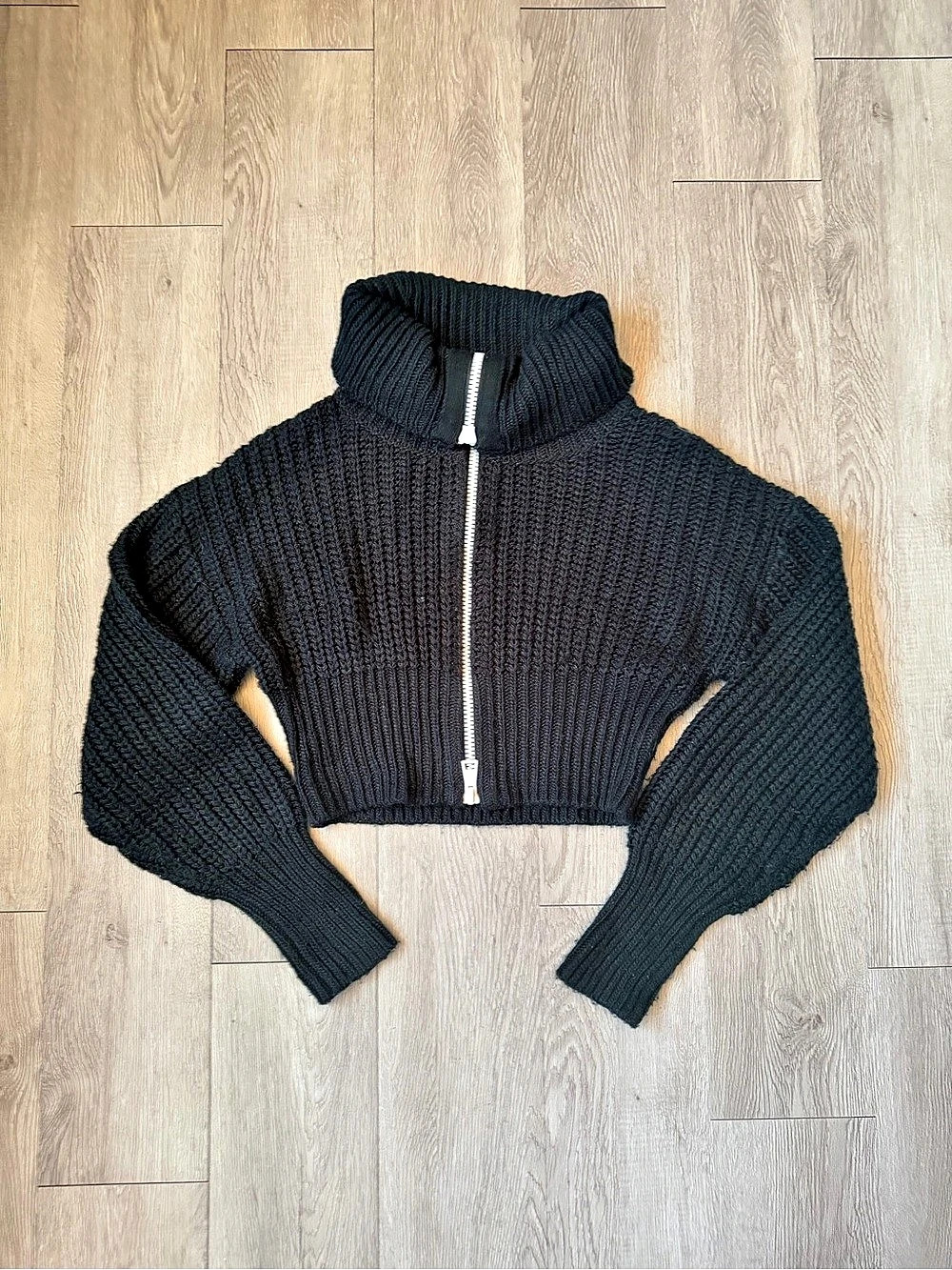 Black Cropped Turtleneck Sweater